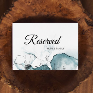 Teal Watercolor Sketch Wedding Reserved Sign