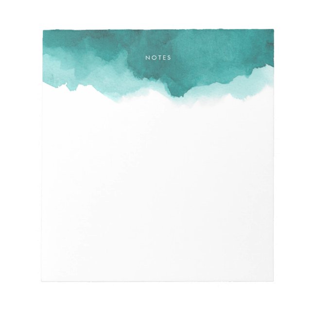Teal Watercolor Splash Personalised Notepad (Front)