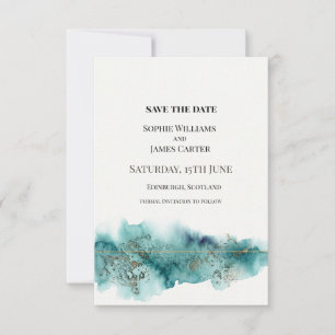 Teal Watercolor Wedding Save The Date