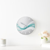 Teal Wave Abstract Wall Clock (Home)