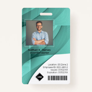 Teal Wave Employee Photo ID Company Security ID Badge