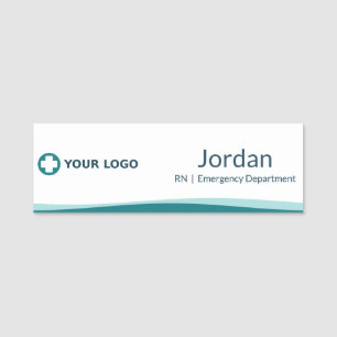 Teal Wave Nurse Logo Employee Name Tag