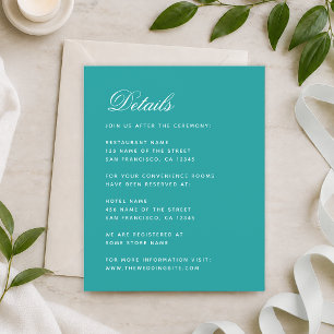 Teal Wedding Details Budget Simple Enclosure Card