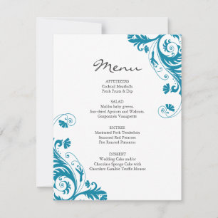 Teal Wedding Menu Invitation