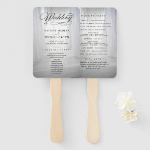 Teal Wedding Program Hand Fan