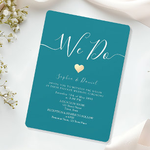 Teal Wedding Reception Invitation
