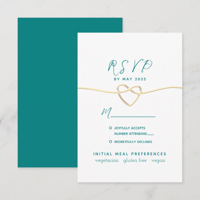 Teal Wedding RSVP Card (Front/Back)