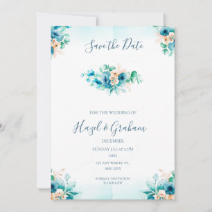 Teal Wedding Save the Date Invitation