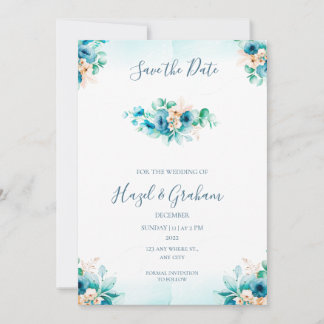 Teal Wedding Save the Date Invitation