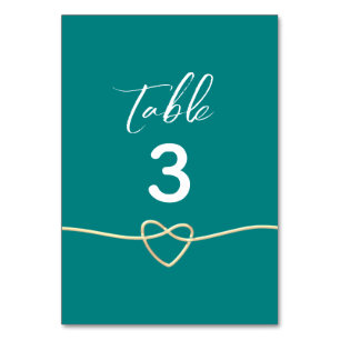 Teal Wedding Table Number