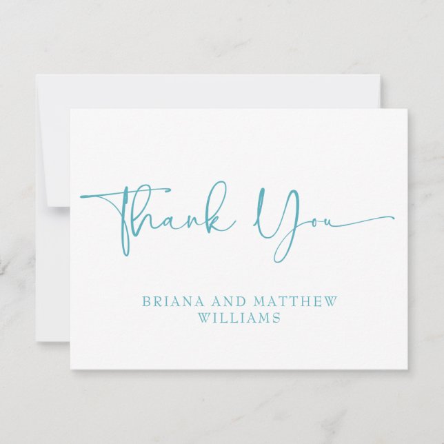 Teal Wedding Thank You Card  (Front)