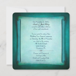 Teal Wedding Vow Renewal Scroll Invitation