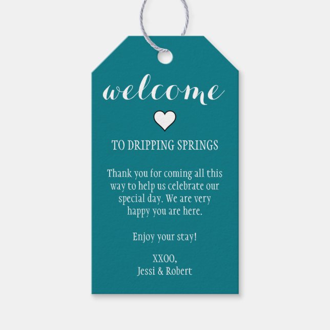 Teal Welcome Gift Tags (Front)