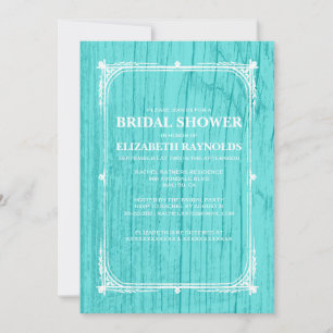 Teal Western Barn Wood Bridal Shower Invitations