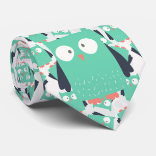 Teal Whimsical Owl Tie
