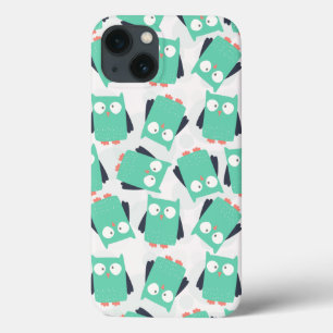 Teal Whimsical Owls iPhone 13 Case