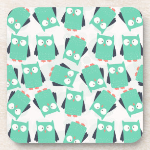 Teal Whimsical Owls Coaster
