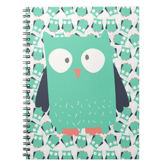 Teal Whimsical Owls Notebook (Front)