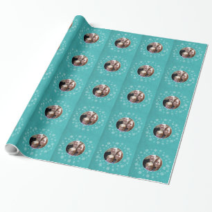Teal Whimsical Snowflakes Photo Wrapping Paper