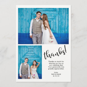 Teal Whimsy   Two Photo Wedding Thank You Card