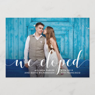 Teal Whimsy We Eloped Photo Announcement
