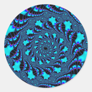 Teal Whirlpool Spiral Classic Round Sticker