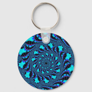 Teal Whirlpool Spiral Key Ring