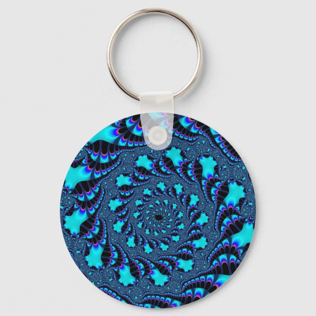 Teal Whirlpool Spiral Key Ring (Front)