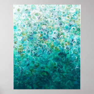 Teal White Abstract Ombre Painting 16x20 Print