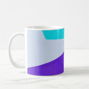 Teal, white, and purple paint coffee mug
