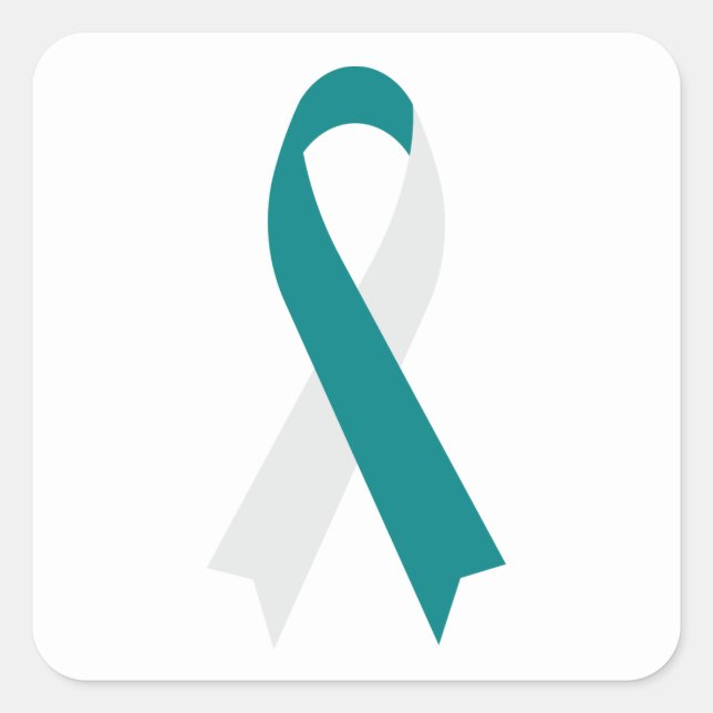 Teal & White Awareness Ribbon by Janz White Square Sticker (Front)