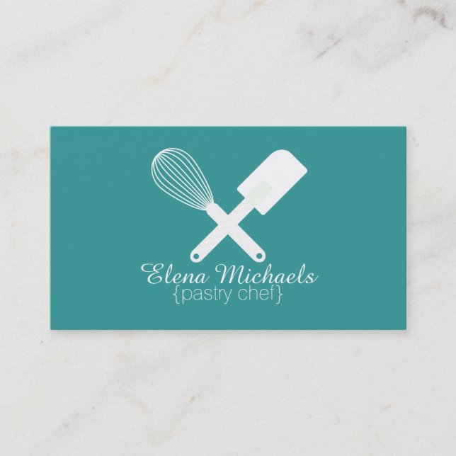 Teal & White Bakery Business Card (Front)