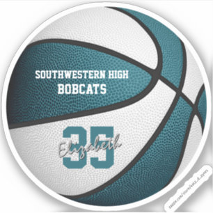 Teal white basketball girls boys team colours gift