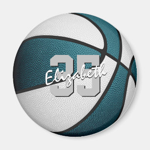 teal white basketball team banquet favours magnet