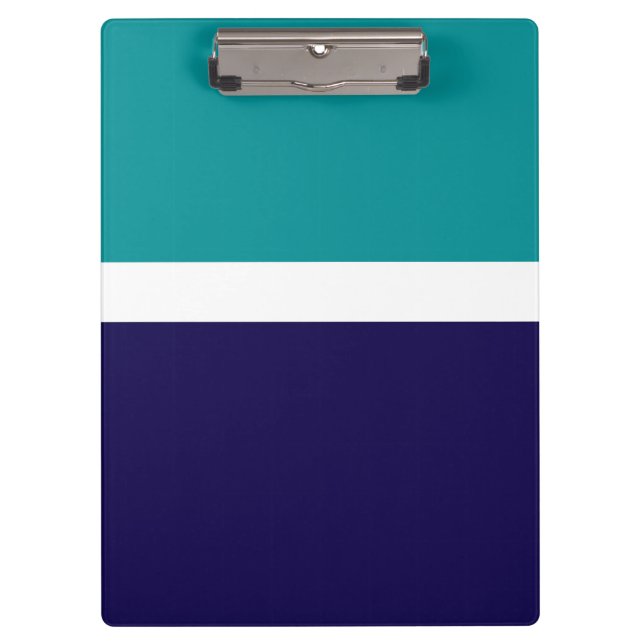 Teal White Blue Plain Colour Block Design  Clipboard (Front)