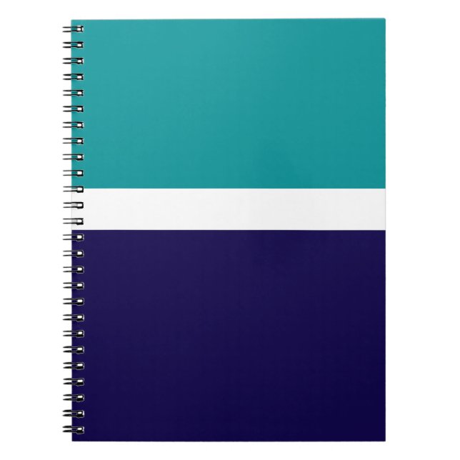 Teal White Blue Plain Colour Block Design  Notebook (Front)
