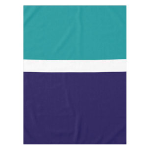 Teal White Blue Plain Colour Block Design Tablecloth