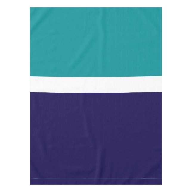 Teal White Blue Plain Colour Block Design  Tablecloth (Front)