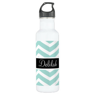 Teal White Chevron Black Name 710 Ml Water Bottle