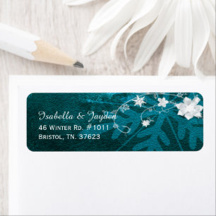 Teal White Christmas Wedding Address