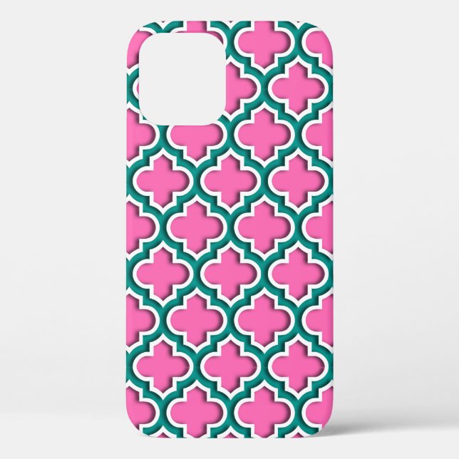 Teal White DIY BG Moroccan Quatrefoil #5DS Case-Mate iPhone Case (Back)