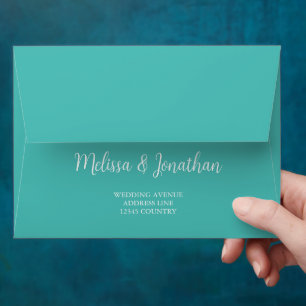 Teal White Elegant Wedding  Envelope