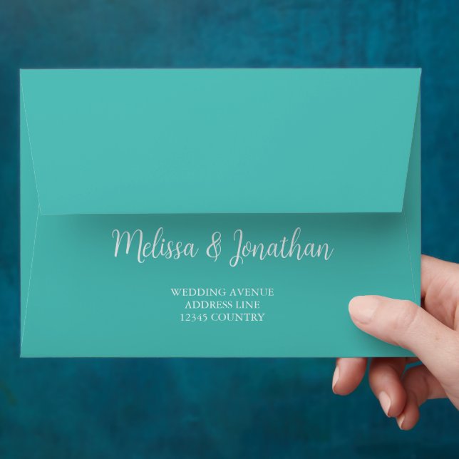 Teal White Elegant Wedding  Envelope (Hand)