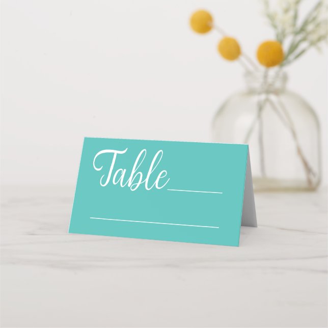 Teal White Elegant Wedding  Place Card (Front)