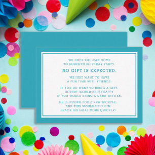 Teal White Fiver 5 Dollar Birthday Party  Enclosure Card