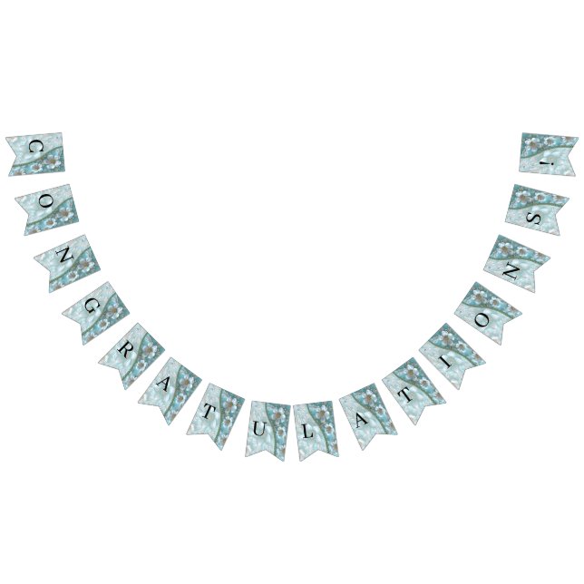 Teal White Floral Bunting Flag (All)