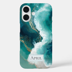 Teal, White & Gold Marble Case-Mate iPhone Case