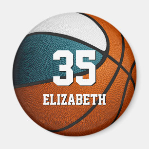 teal white kids basketball sports team colours magnet