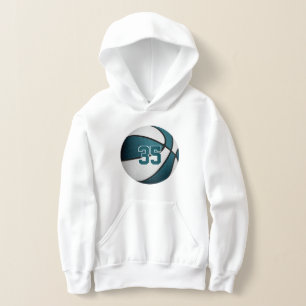 teal white kids jersey number basketball