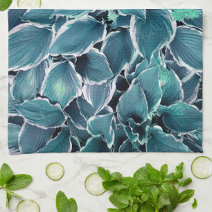 Teal & White Leaves Tea Towel